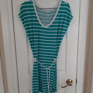 Aqua blue dress striped
